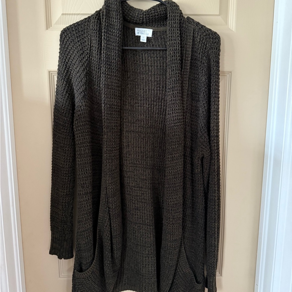 Market Spruce Dark Olive Open-Front Cardigan